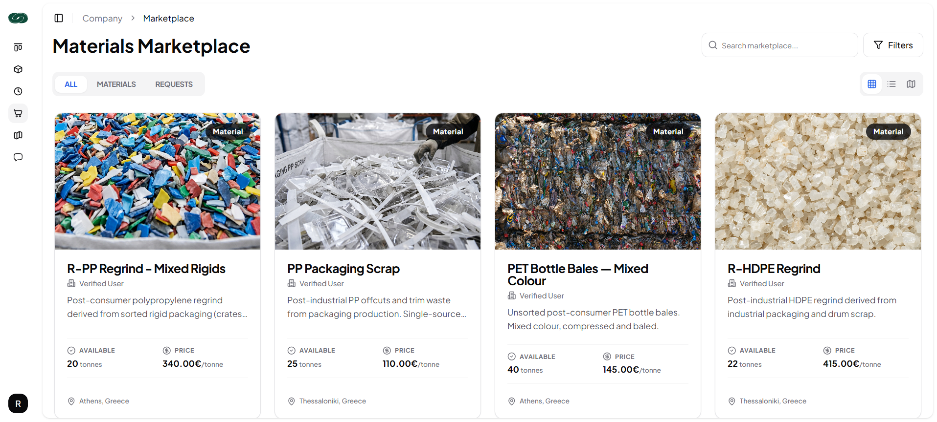 WasteChain Marketplace Mockup